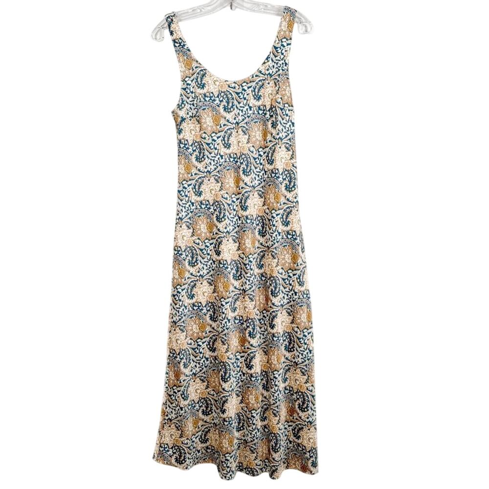 Anthropologie Drew Women's Floral Sleeveless Maxi Dress Blue Cream Tan Small